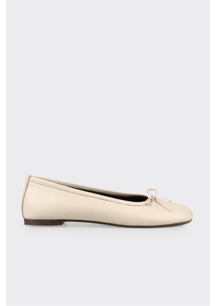 Bej Deri Kadın Günlük Ayakkabı