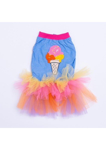 Açık Mavi Dondurma Nakışlı Ice Cream Kedi Köpek Elbisesi - Kedi Köpek Kıyafeti indirimleri
