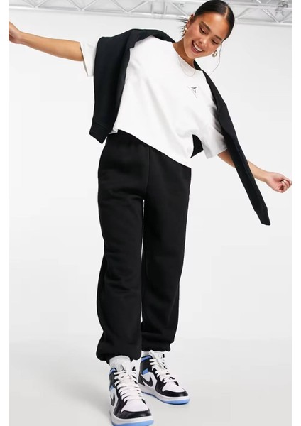 Jordan Essential Boxy Loose Fit T-Shirt Black Kadın Bol Kesim Crop Tişört Beyaz fırsatları