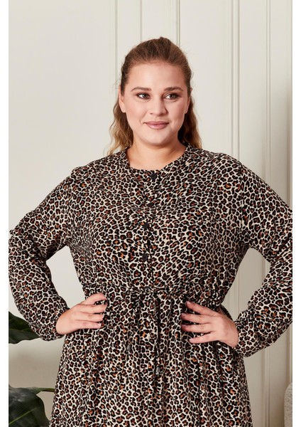 Kadın Büyük Beden Çıtır Kumaş Düğmeli Elbise modelleri