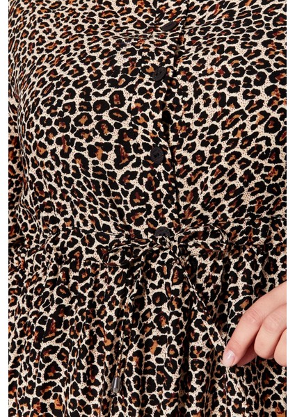 Kadın Büyük Beden Çıtır Kumaş Düğmeli Elbise fırsatları