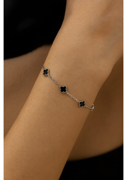 Mini Yonca Figürlü Paslanmaz Çelik Bileklik