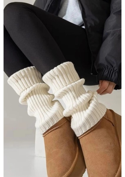 Original Premium Tozluk %100 Akrilik Triko Örgü Leg Warmer Ayak Isıtıcı Ekru fiyatları