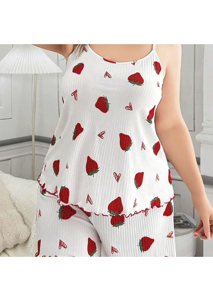 Mdb Mdbshop Büyük Beden Çilek Desen Pamuklu Şortlu Pijama Takımı fiyatları