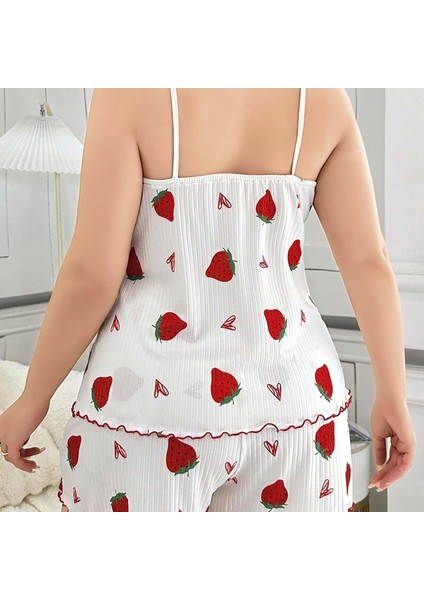 Mdb Mdbshop Büyük Beden Çilek Desen Pamuklu Şortlu Pijama Takımı fırsatları