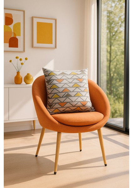 Desenli Elyaflı Minder Gri 45X45