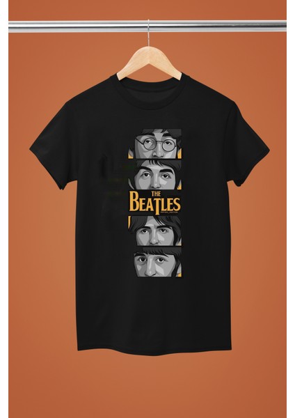 Beatles Baskılı %100 Pamuklu Kısa Kollu Regular Kalıp Rock Tshirt