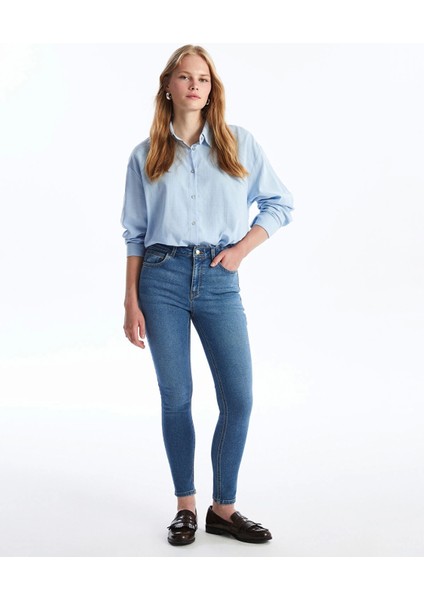 Lcw Jeans Indigo Yüksek Bel Push Up Kadın Jean Pantolon