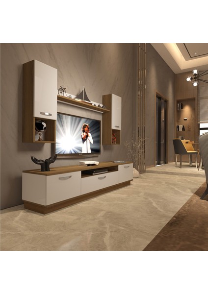 Trio 5da Mdf Tv Ünitesi Tv Sehpası - Pera - Beyaz