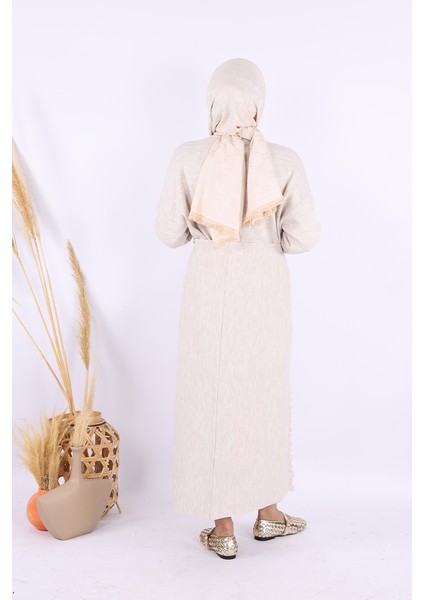 17031 Pelerinli Bağlamalı Triko Elbise Taş fırsatları