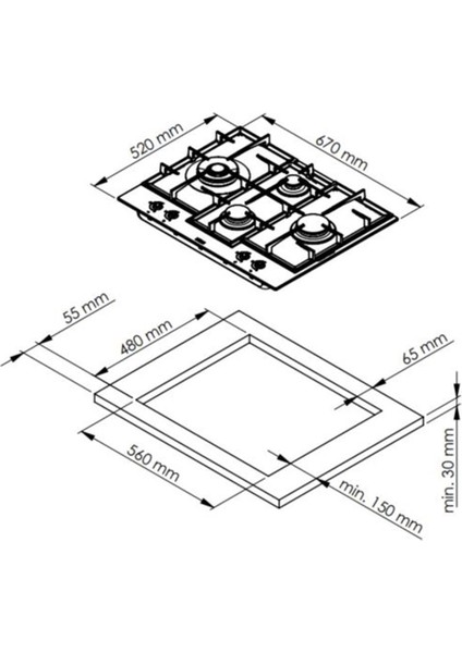 ED075 Wfa 67 cm Kademe Kontrollü Siyah Ocak fiyatları