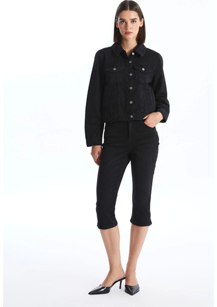 Lcw Vision Siyah Gömlek Yaka Kadın Jean Ceket fiyatları