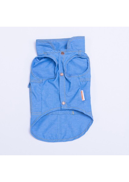 Açık Mavi Kot Desen Denim Look Kedi Köpek Gömleği - Kedi Köpek Kıyafeti indirimleri