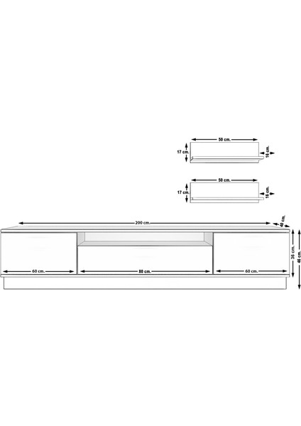 Trio 4s Mdf Tv Ünitesi Tv Sehpası - Parlak Beyaz