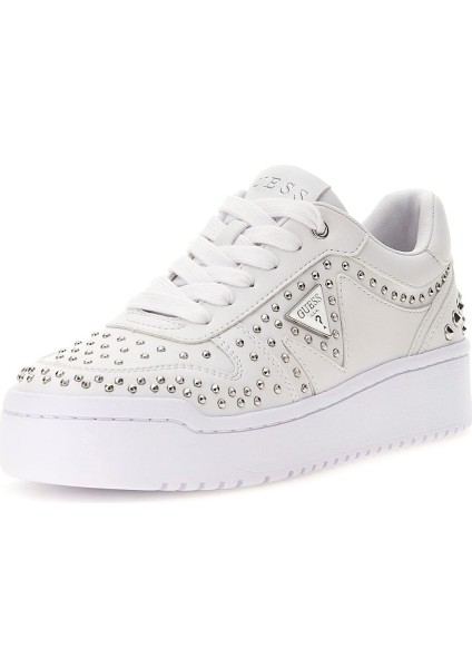 Kadın Mogana Zımbalı Platform Sneaker - Beyaz