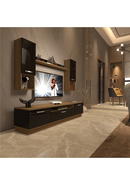 Trio 5da Mdf Tv Ünitesi Tv Sehpası - Pera - Siyah