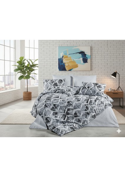 Ranforce Coza Gri Çift Kişilik Nevresim Takımı