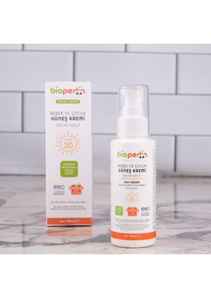 Organik Bebek ve Çocuk Güneş Kremi SPF30 – Aloe Vera, Aynısefa ve Buriti Yağlı, Hassas Ciltler için 100 ml indirimleri