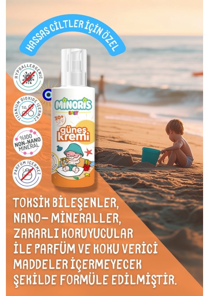 Baby Organik SPF 30 Sprey Güneş Kremi – Aloe Vera ve Aynısafa Özlü, UVA/UVB Koruma, 150 ml, Tüm Cilt Tipleri İçin