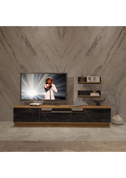 Trio 4s Mdf Tv Ünitesi Tv Sehpası - Pera - Siyah Mermer fiyatları