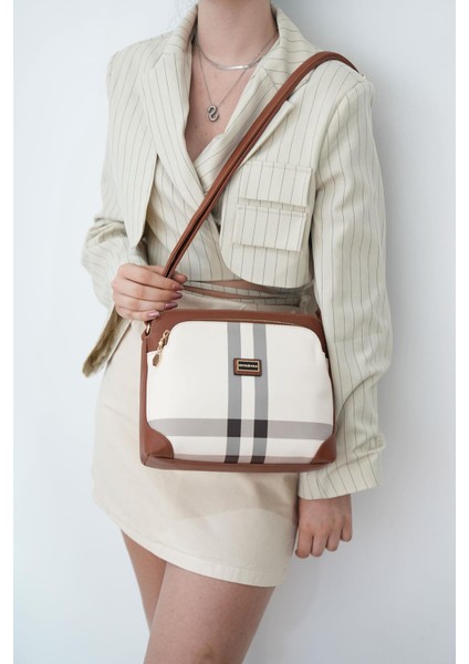 Silver & Polo Krem - Taba SP364 Kadın Çapraz Çanta