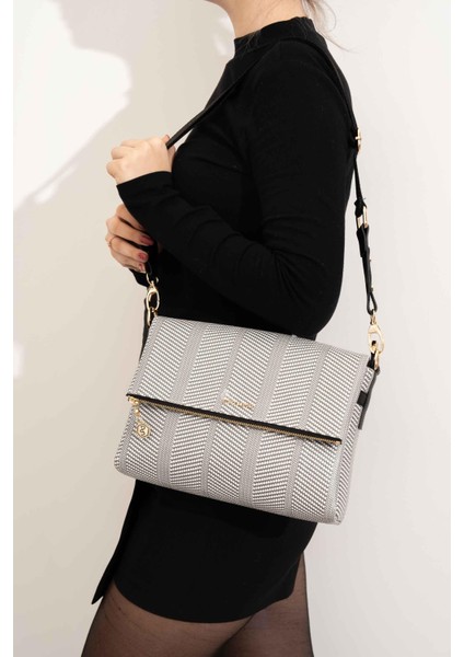 Silver & Polo Siyah Beyaz - Siyah SP963 Kadın Çapraz Çanta
