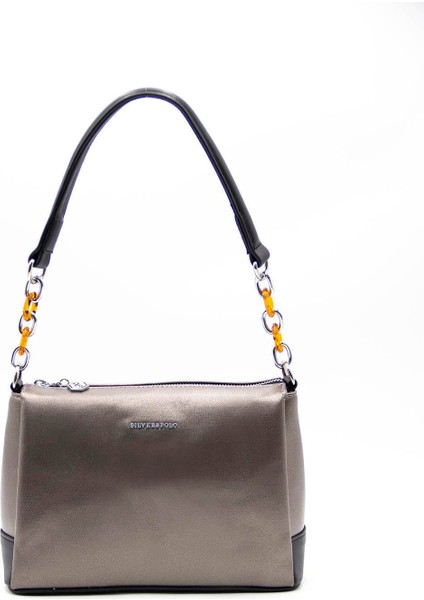 Silver & Polo Platin - Siyah SP910 Kadın Çapraz Çanta