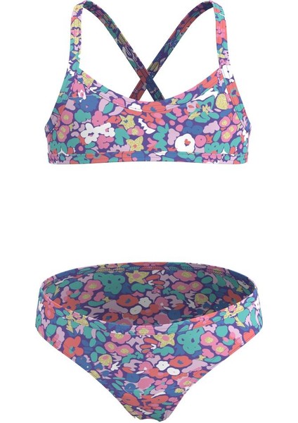 Olaian Çocuk Yuvarlak Yaka Bikini Takımı - Çok Renkli - Çiçek Desenli - BONI