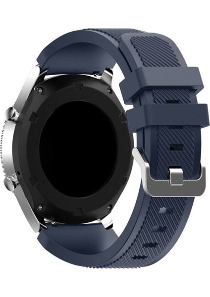 Huawei Watch Ultimate Okyanus Mavisi Uyumlu Çizgi Desenli Silikon Kordon Kayış (22MM)