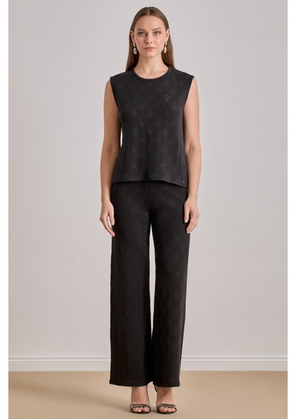 Kolsuz Siyah Triko T-Shirt