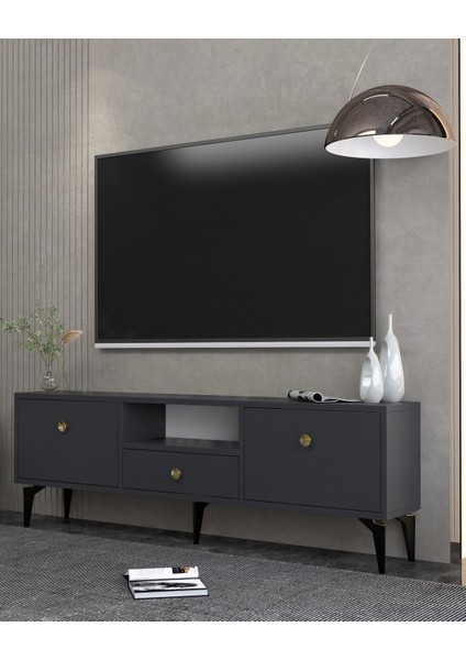 1300DROPDD-1 Tv Sehpası Antrasit-Altın Kulp fiyatları