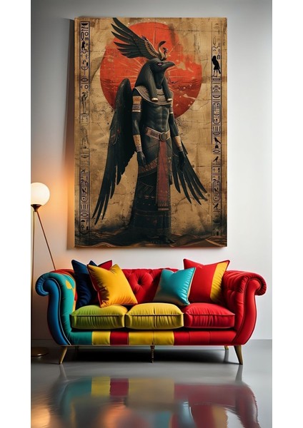 Antik Mısır Motifleri ve Horus Ev Duvar Salon Güzellik Salonu Ofis Dükkan Dekarasyon Kanvas Tablo