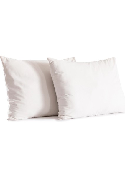 2 Adet Ekru Renk Pamuklu Yastık Kılıfı Kapaklı (50X70)