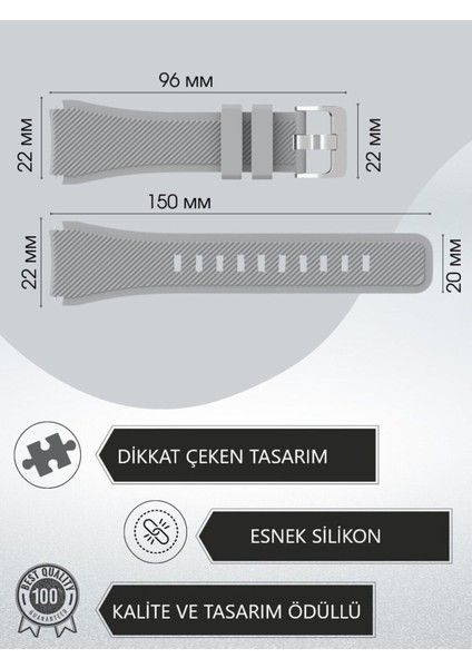 Huawei Watch Gt4 Gt5 46MM Uyumlu Çizgi Desenli Silikon Kordon Kayış (22MM)