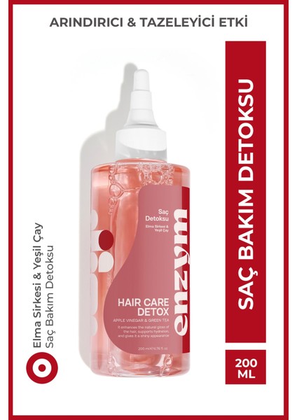 Enzym Doğal Saç Bakım Detoksu Arındırıcı Elma Sirkesi ve Yeşil Çay Tonik 200 ml