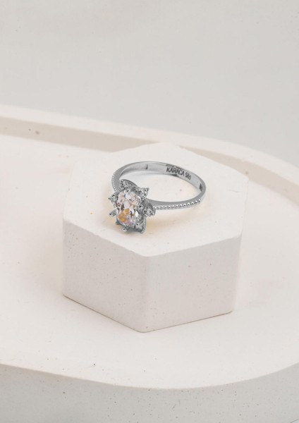 Zambak 14 Ayar Beyaz Altın Tektaş Yüzük fiyatları