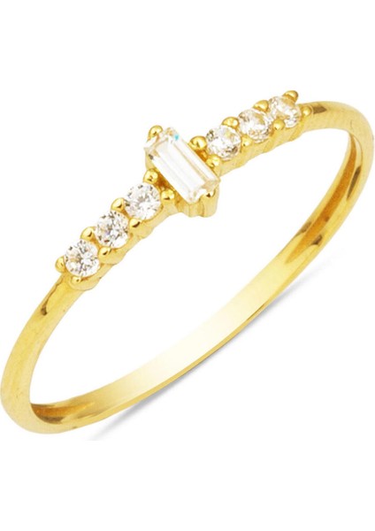 Baget Tektaşlı 14 Ayar Altın Yüzük