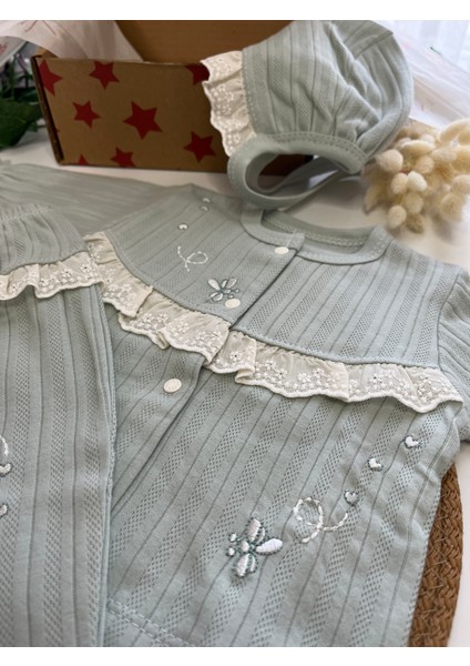 Arılı Kalpli Dantel Detaylı Kız Bebek 5li Set 0-3AY Hastane Çıkışı fırsatları