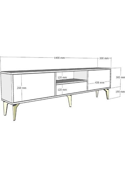 1300DROPDD-1 Tv Sehpası Beyaz-Altın Kulp indirimleri