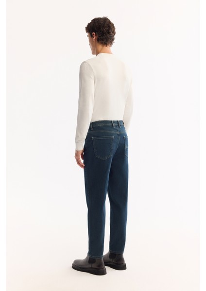 Erkek İndigo Pamuklu Oslo Carrot Fit Jean Pantolon A51Y3552