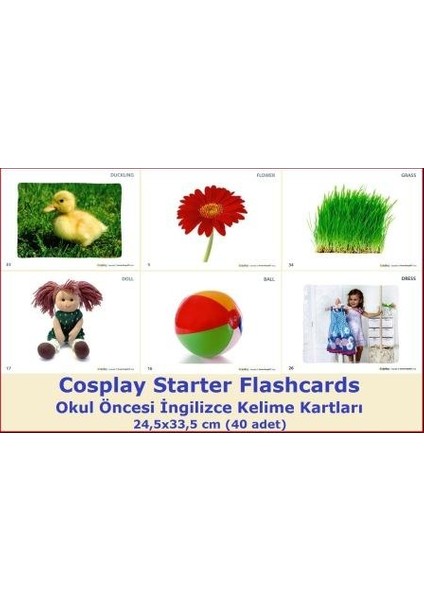 Cosplay Starter Flashcards - Okul Öncesi İngilizce Kelime Kartları (40 adet) (24,5x33,5 cm)