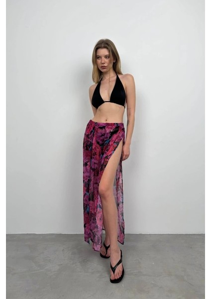 Çift Yırtmaçlı Desenli Pareo