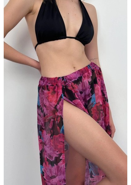 Çift Yırtmaçlı Desenli Pareo modelleri