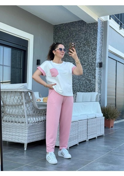 Kadın Kristal Kumaş Garnili Cep Detaylı Ikili Takım