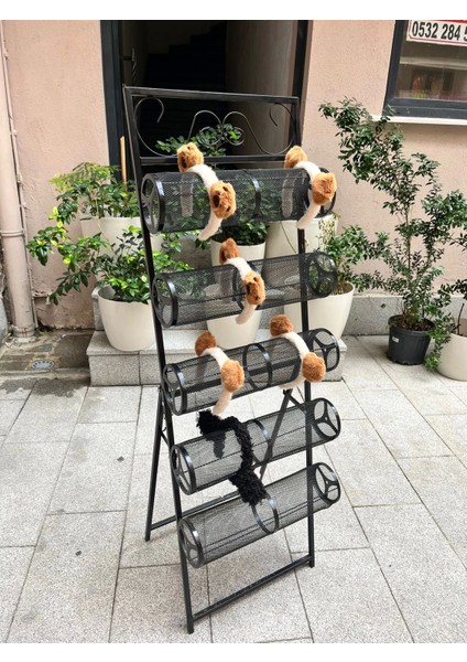 Ithal Metal Ayaklı Siyah Renk 148/49 cm Beş Katlı Taç Standı fiyatları