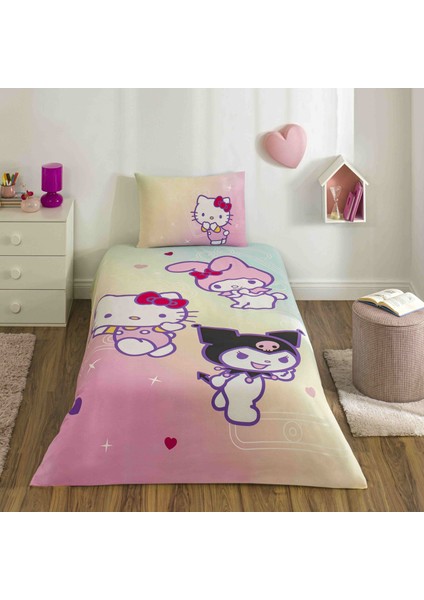Taç Lisanslı Hello Kitty & Friends Pamuk Tek Kişilik Nevresim Takımı modelleri