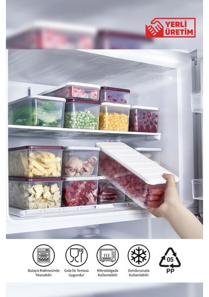 Nora 2 Lt Plastik Saklama Kabı 4'lü Set – Hava Geçirmez Kapaklı, Ekru/Mürdüm/Açık Gri, Mutfak Düzenleyici