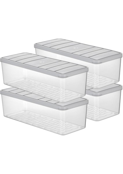 Nora 2 Lt Plastik Saklama Kabı 4'lü Set – Hava Geçirmez Kapaklı, Ekru/Mürdüm/Açık Gri, Mutfak Düzenleyici