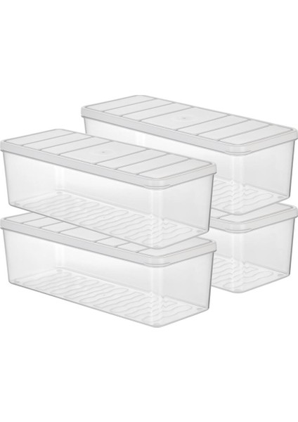 Nora 2 Lt Plastik Saklama Kabı 4'lü Set – Hava Geçirmez Kapaklı, Ekru/Mürdüm/Açık Gri, Mutfak Düzenleyici