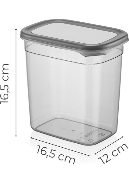 Peggy 6'lı 2 Litre Antrasit Dikdörtgen Saklama Kabı Seti – BPA İçermez, Sızdırmaz ve Çok Amaçlı